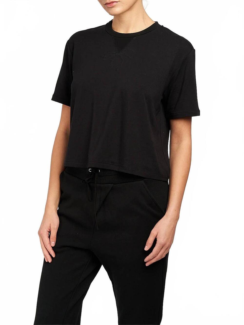 NEW MARCHESA ATHLEISURE dominique short sleeve tee in black